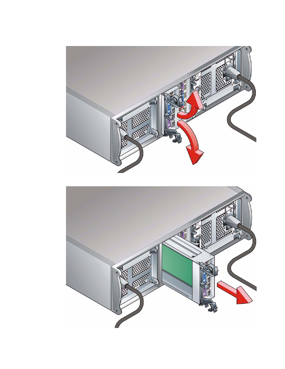 Figure 4-5 removing an scm i/o module (1), Figure 4-6 removing an scm i/o module (2), The module | Figure 4–5 | IBM DCS9550 1S1 User Manual | Page 64 / 79