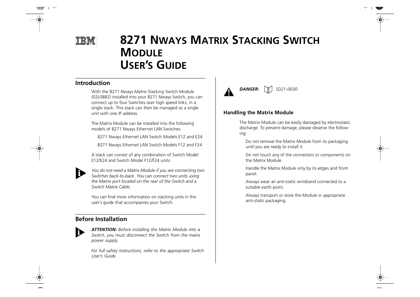 IBM 8271 User Manual | 6 pages