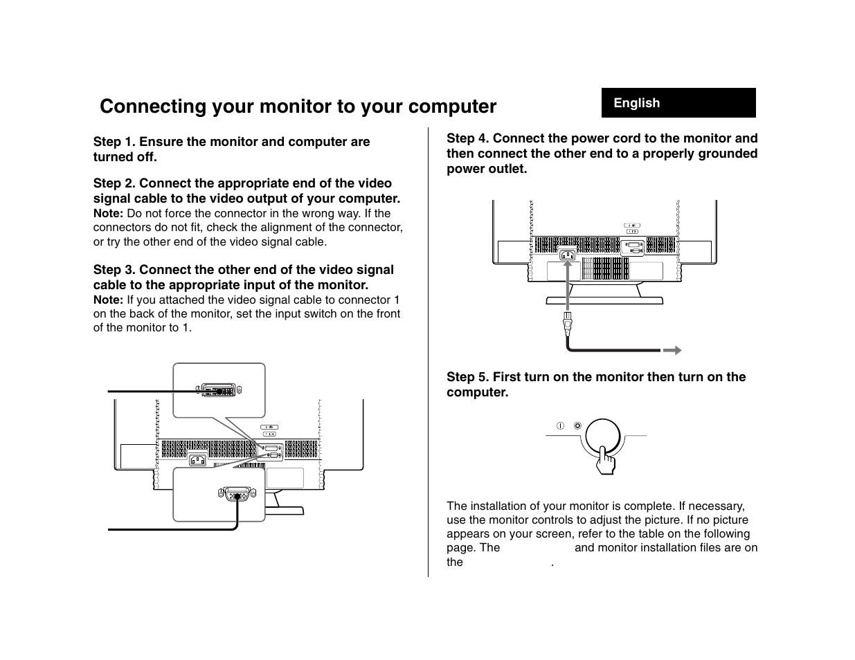 Connecting your monitor to your computer | IBM P 275 User Manual | Page 4 / 24