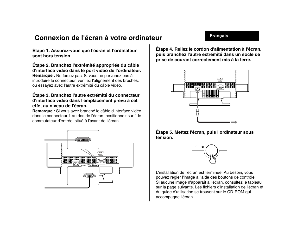 Connexion de l'écran à votre ordinateur | IBM P 275 User Manual | Page 6 / 24