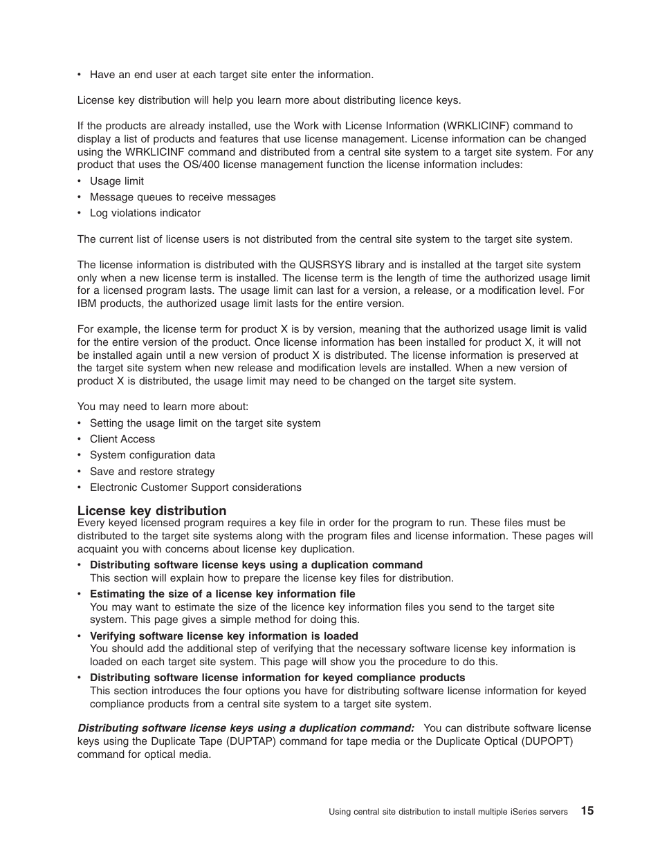 License key distribution | IBM iSeries User Manual | Page 21 / 64
