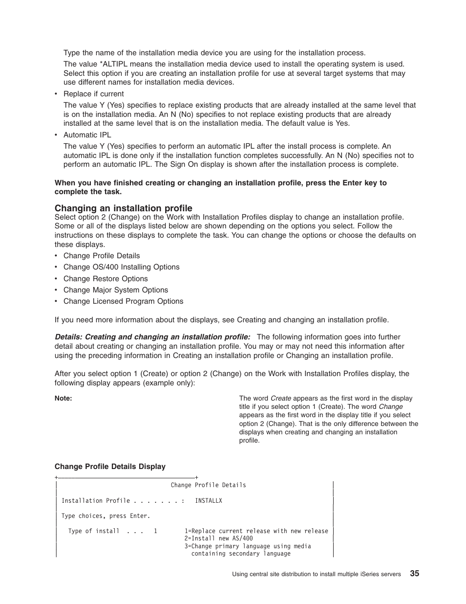 Changing an installation profile | IBM iSeries User Manual | Page 41 / 64