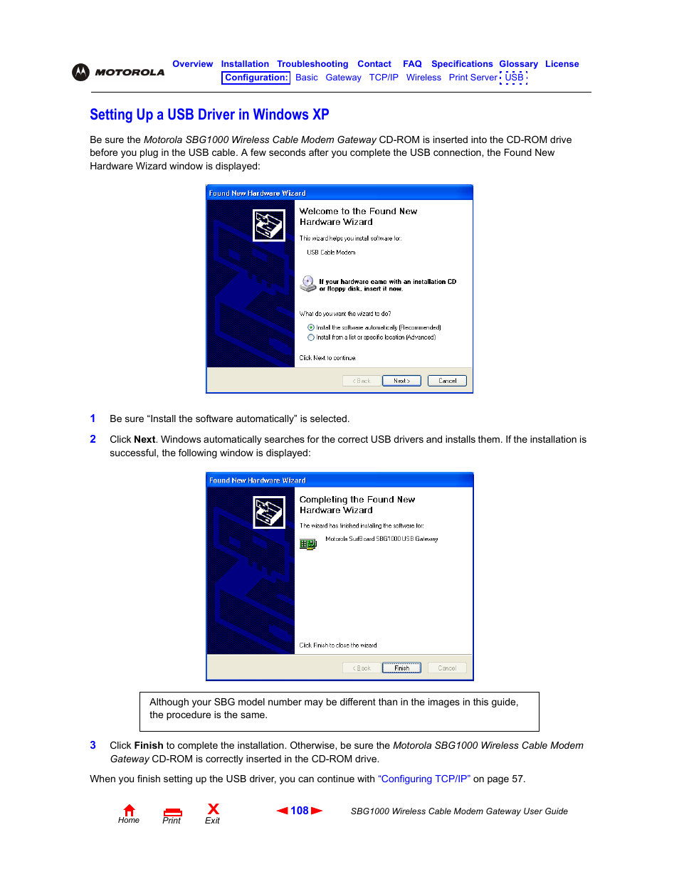 Setting up a usb driver in windowsxp, Setting up a usb driver in windows xp | Iomega SBG1000 User Manual | Page 114 / 154