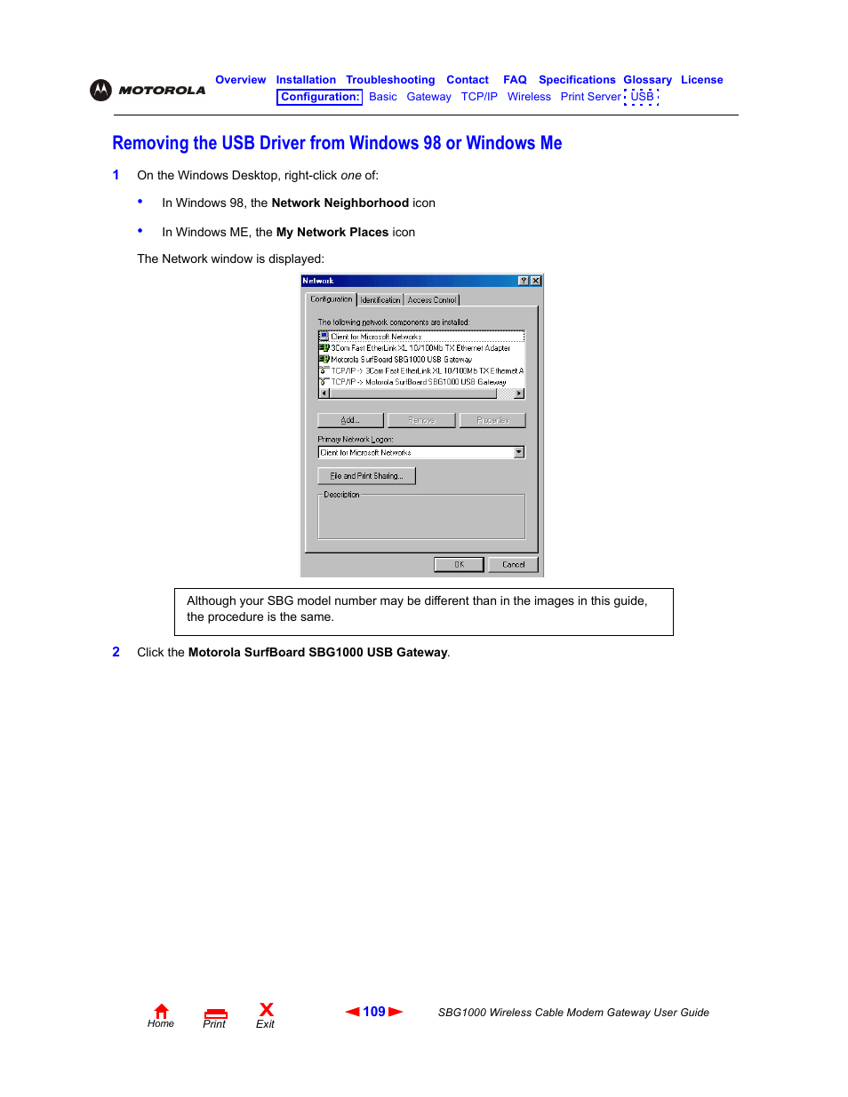 Removing the usb driver from windows 98 or, Windows me | Iomega SBG1000 User Manual | Page 115 / 154