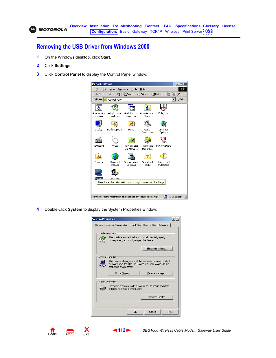 Removing the usb driver from windows2000, Removing the usb driver from windows 2000 | Iomega SBG1000 User Manual | Page 118 / 154