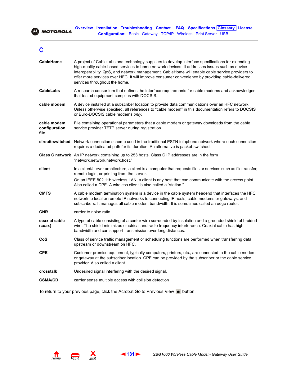 Coaxial cable, Class c network, Client | Clients | Iomega SBG1000 User Manual | Page 137 / 154