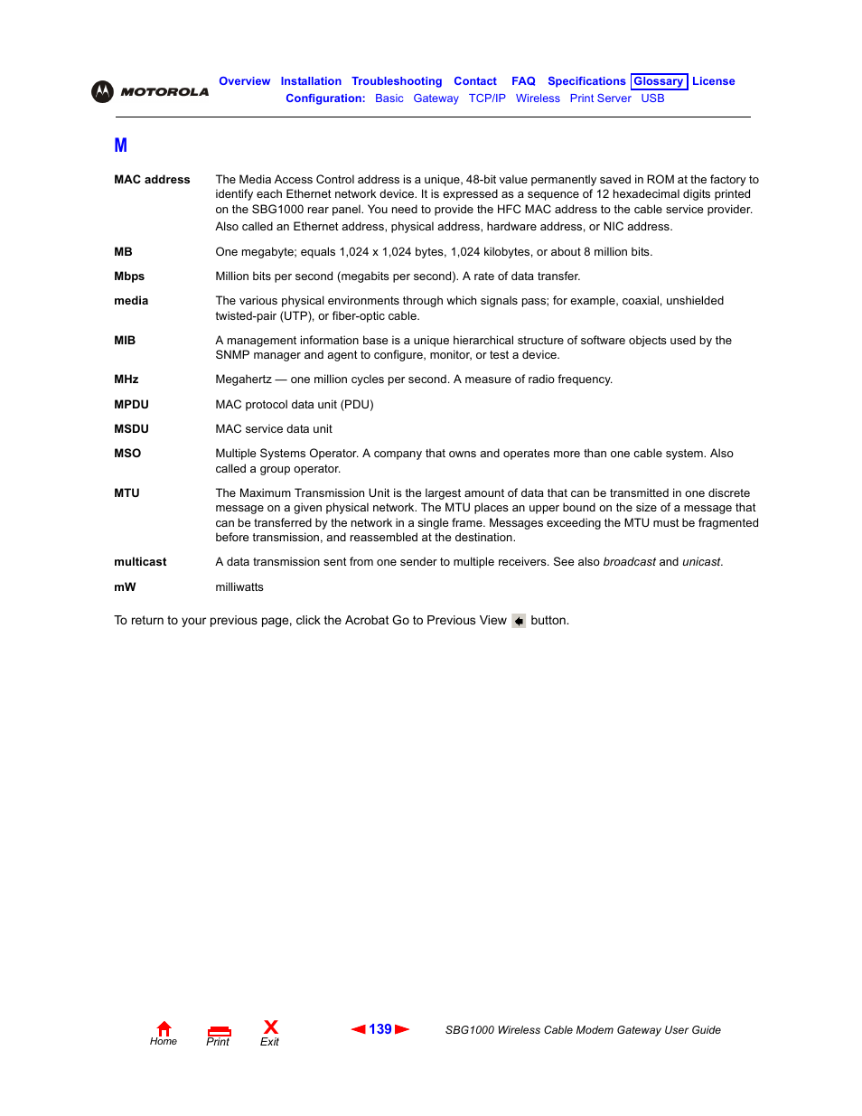 Mac address, Mac addresses, Mbps | Mpdu, Multicast, Msdu, A medium | Iomega SBG1000 User Manual | Page 145 / 154