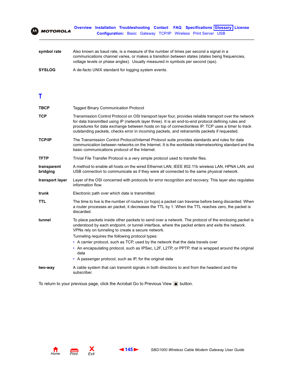Tcp/ip, Tunnel | Iomega SBG1000 User Manual | Page 151 / 154
