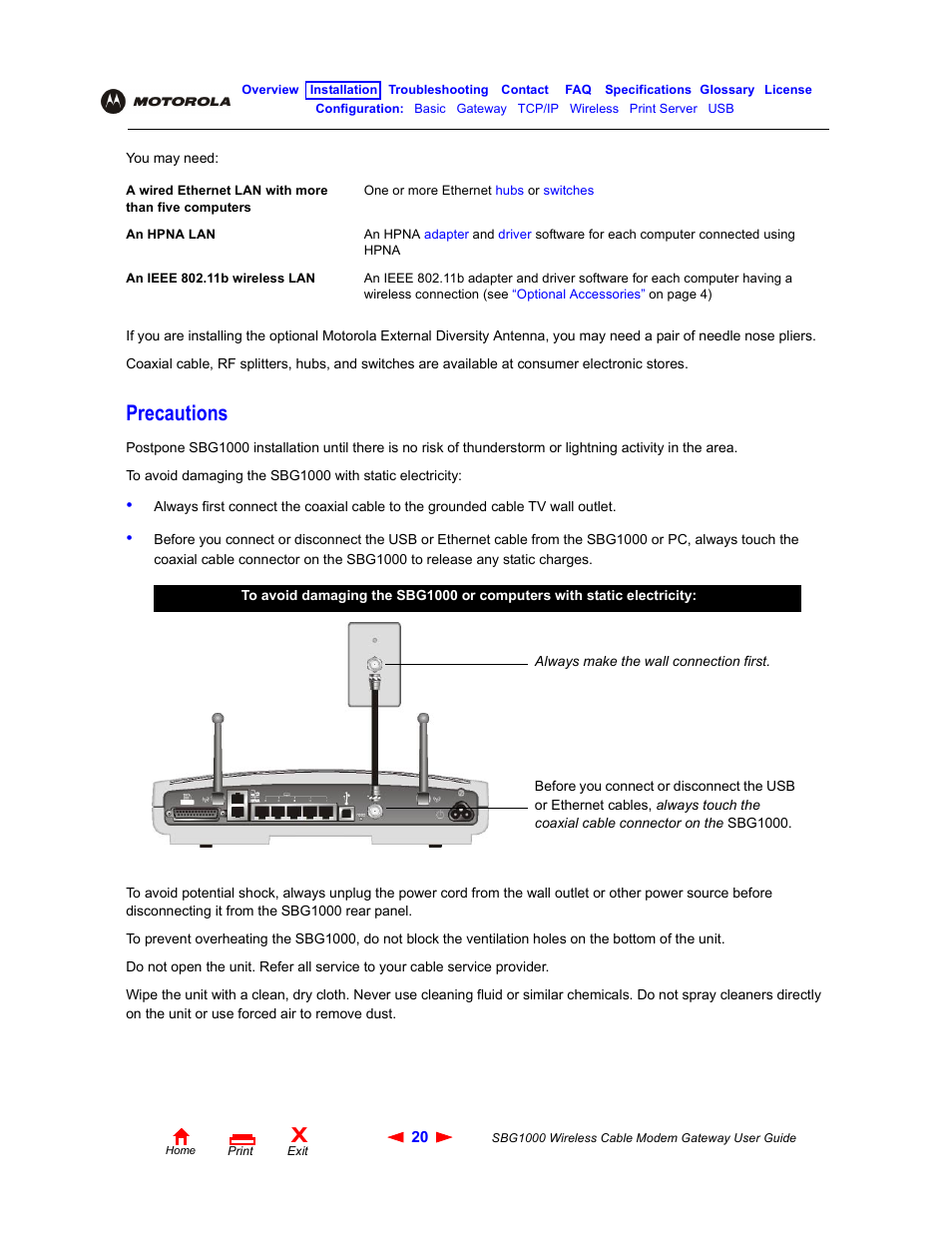 Precautions | Iomega SBG1000 User Manual | Page 26 / 154