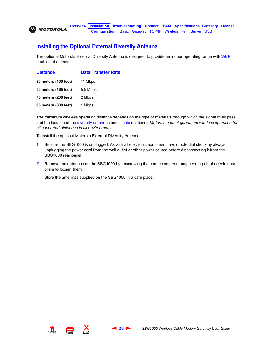 Installing the optional external diversity antenna | Iomega SBG1000 User Manual | Page 34 / 154