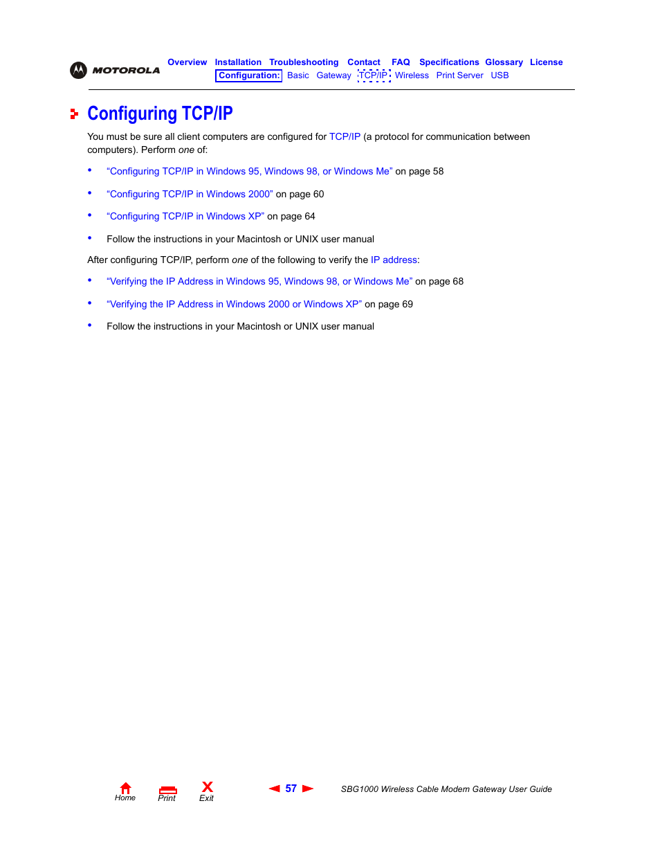 Configuring tcp/ip, Cp/ip | Iomega SBG1000 User Manual | Page 63 / 154