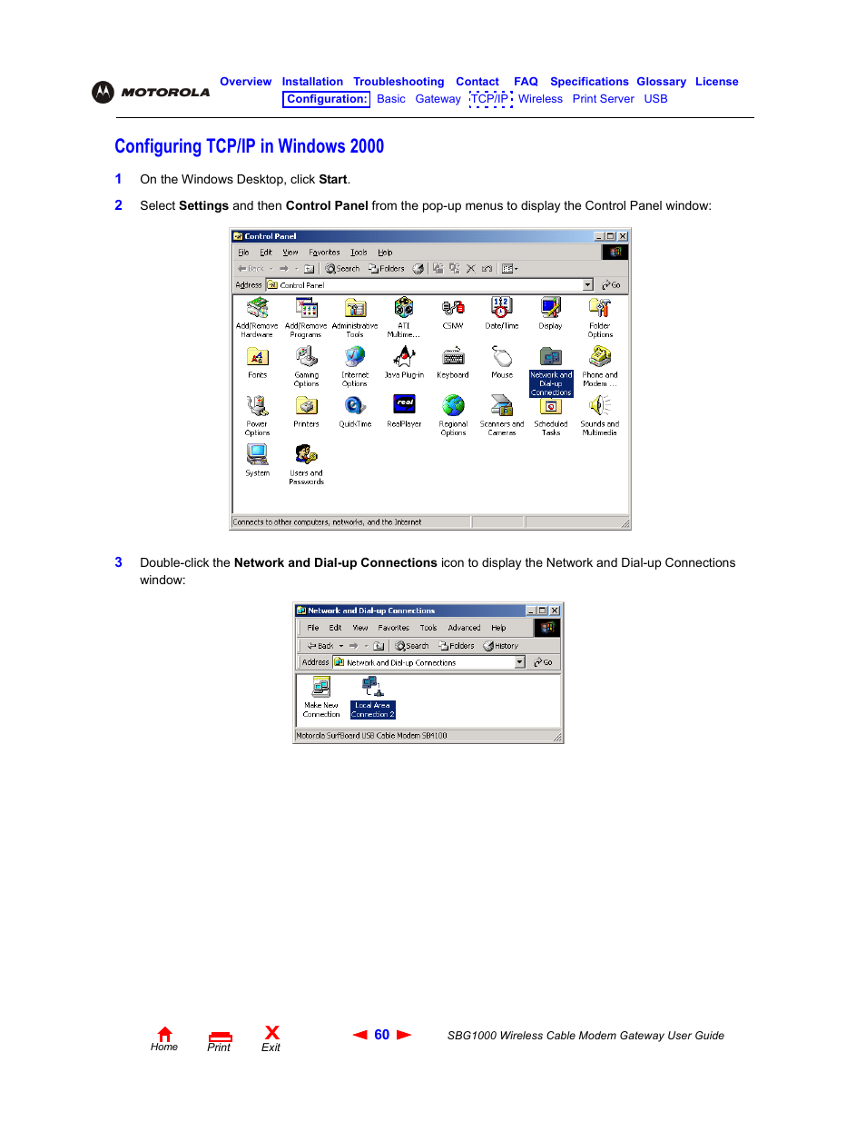 Configuring tcp/ip in windows2000, Configuring tcp/ip in windows 2000 | Iomega SBG1000 User Manual | Page 66 / 154