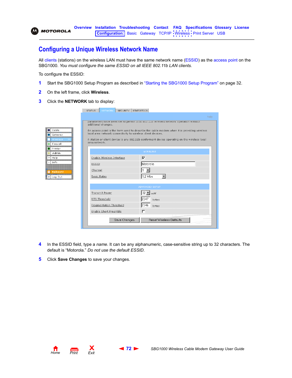 Configuring a unique wireless network name | Iomega SBG1000 User Manual | Page 78 / 154