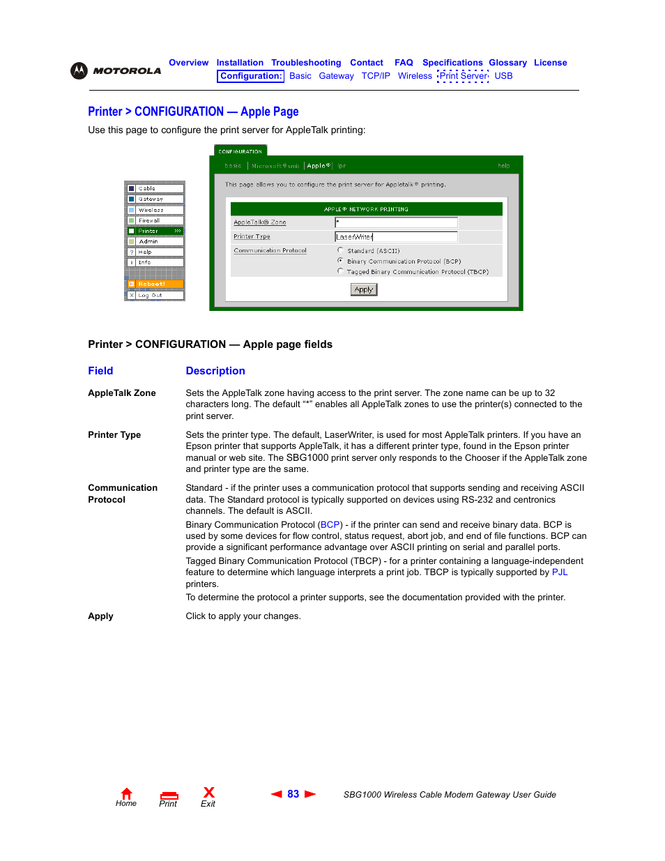 Printer > configuration — apple page | Iomega SBG1000 User Manual | Page 89 / 154