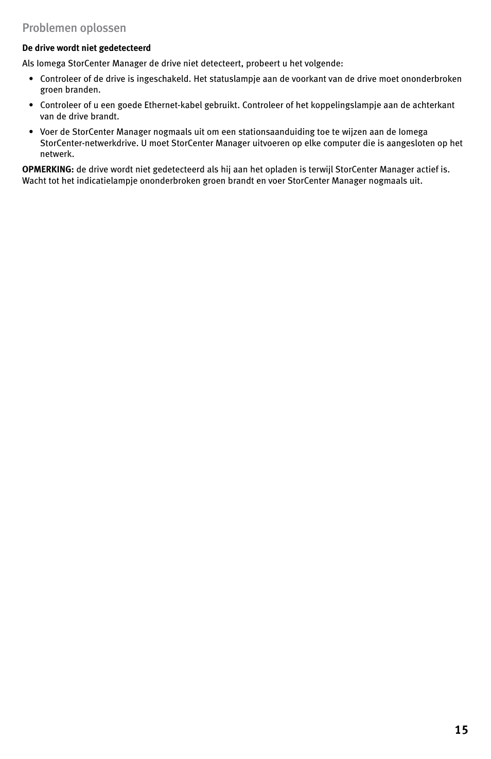15 problemen oplossen | Iomega StorCenter ix-Series User Manual | Page 15 / 40