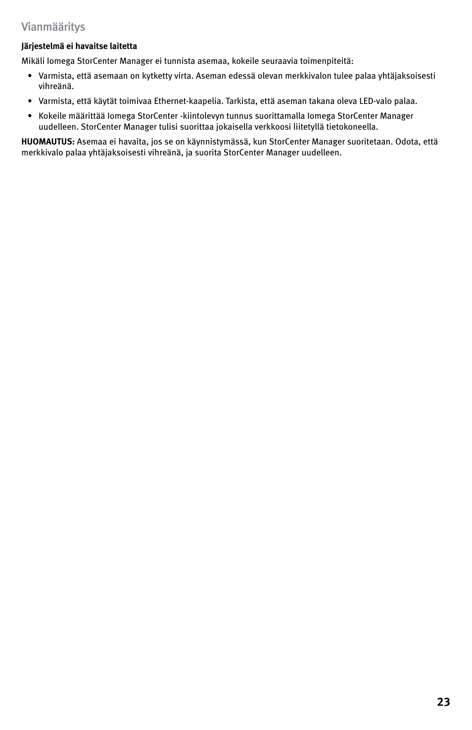 23 vianmääritys | Iomega StorCenter ix-Series User Manual | Page 23 / 40