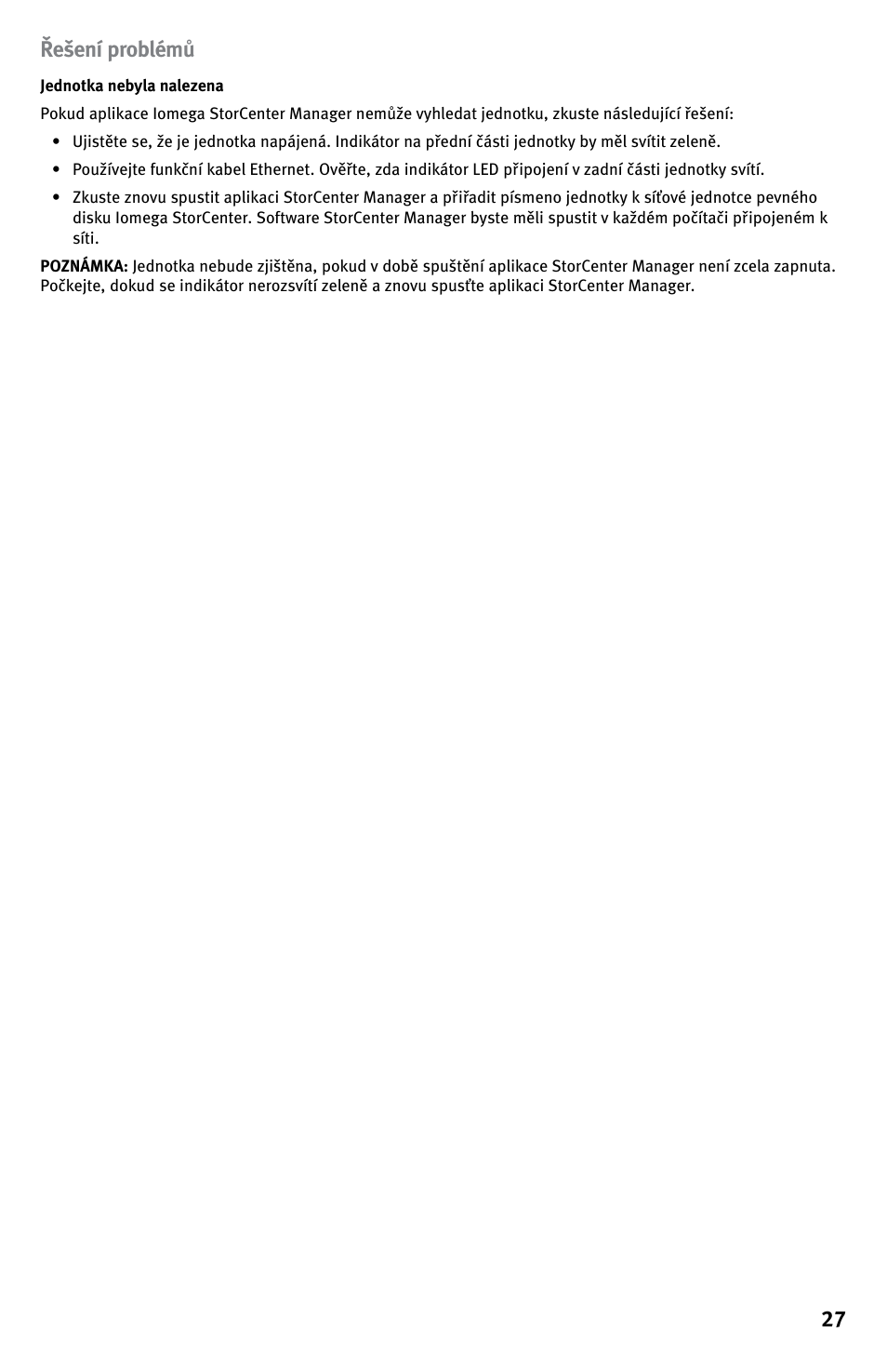 27 řešení problémů | Iomega StorCenter ix-Series User Manual | Page 27 / 40