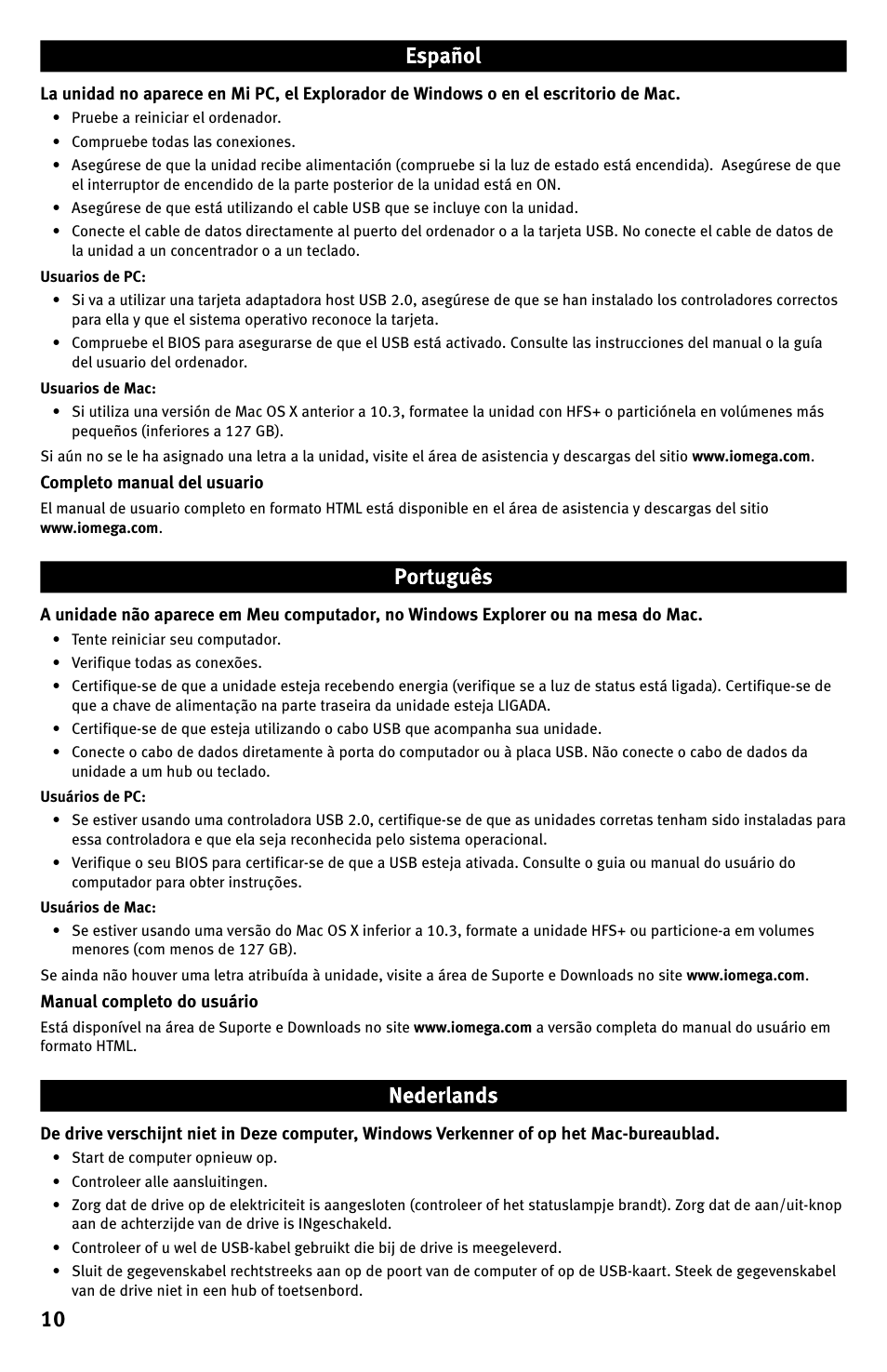 Iomega Desktop Hard Drive UDB User Manual | Page 10 / 20