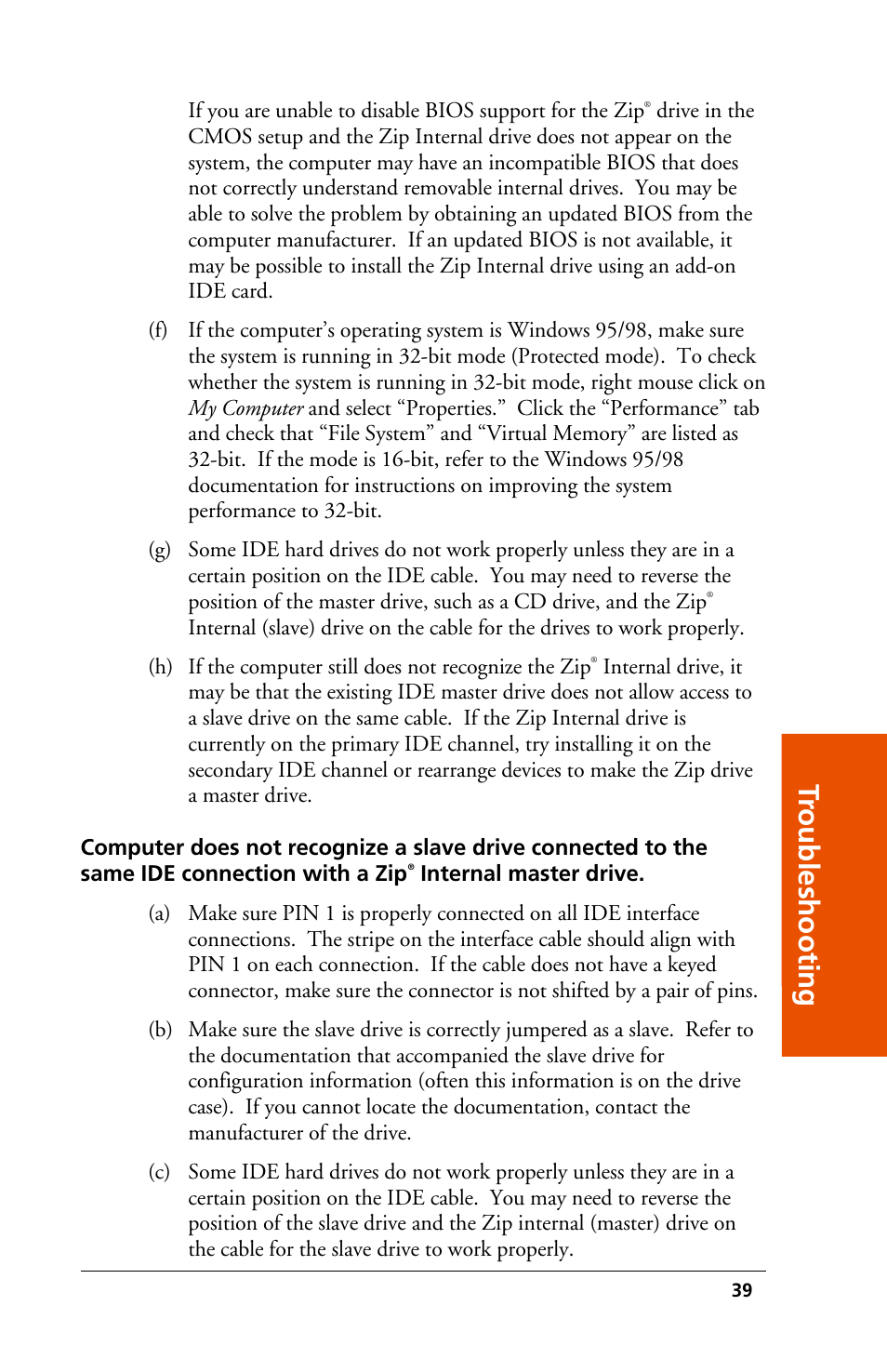 Tr oubleshooting | Iomega 03798300 User Manual | Page 39 / 48