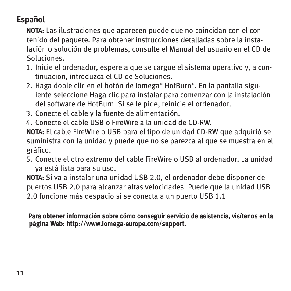 Español | Iomega HotBurn User Manual | Page 10 / 26