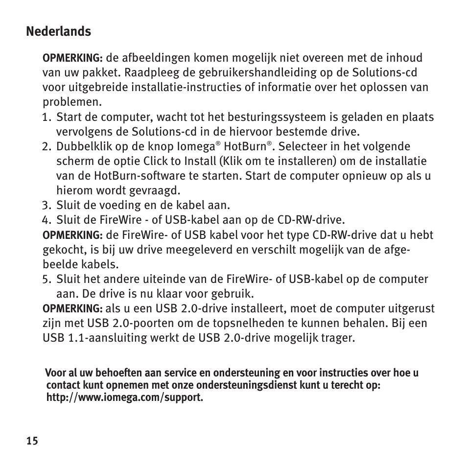Nederlands | Iomega HotBurn User Manual | Page 14 / 26