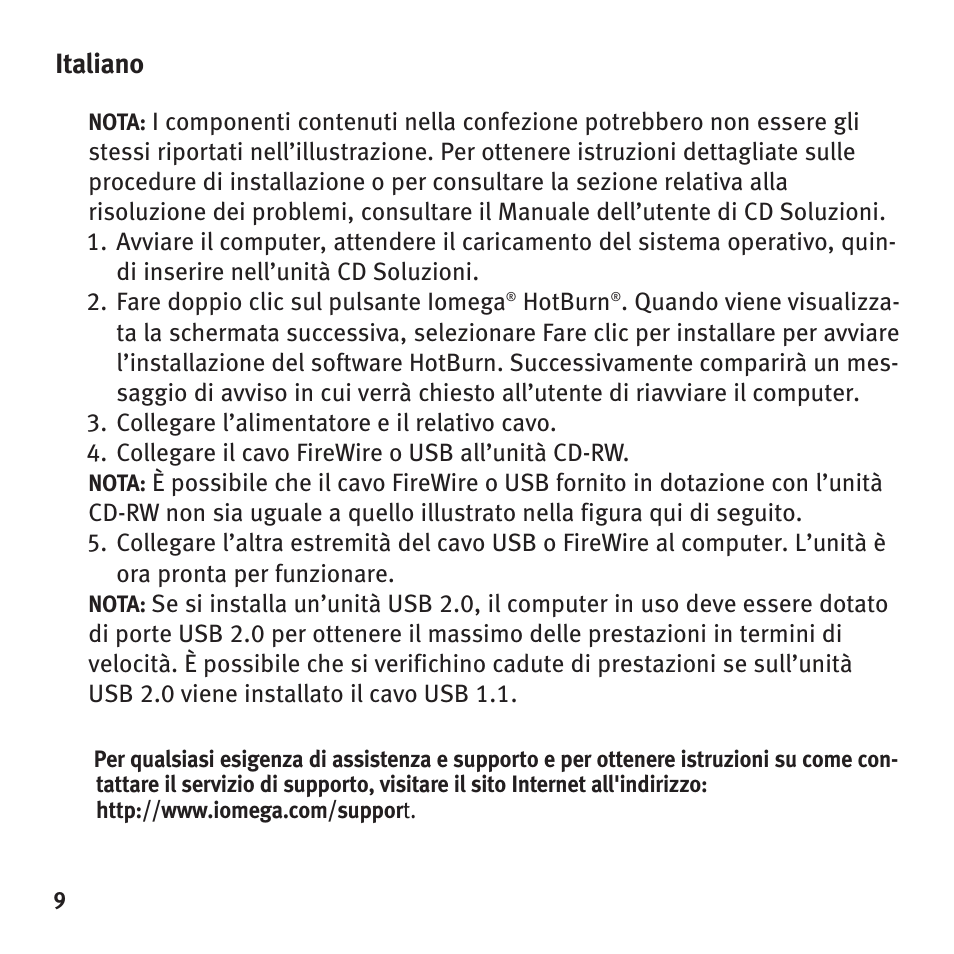Italiano | Iomega HotBurn User Manual | Page 8 / 26