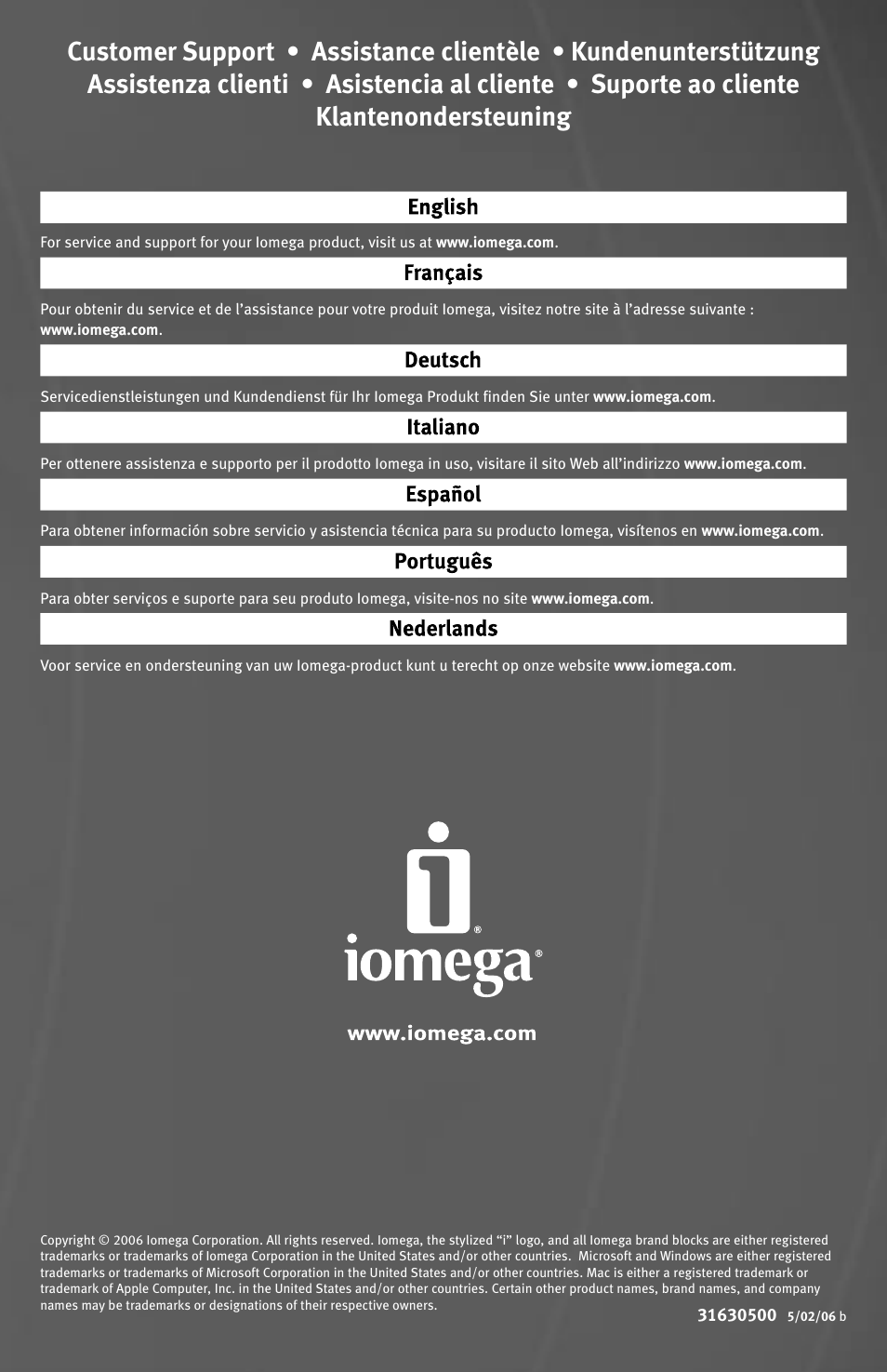 Iomega Floppy plus 7-in-1 Card Reader USB Powered Drive User Manual | Page 16 / 16