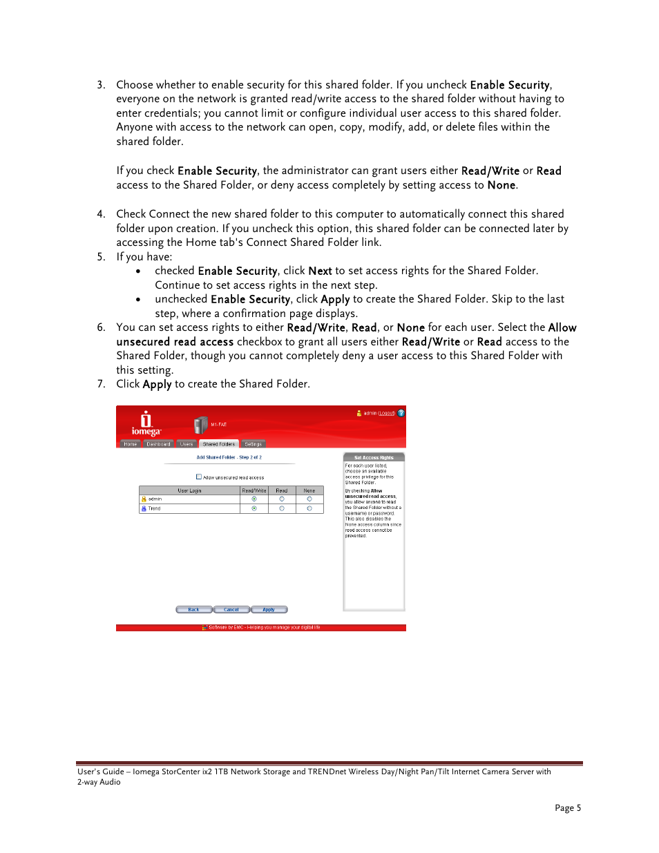 Iomega TRENDNET TV-IP422W User Manual | Page 5 / 7
