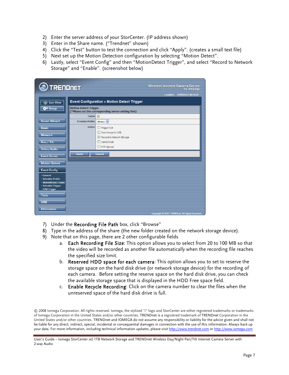 Iomega TRENDNET TV-IP422W User Manual | Page 7 / 7