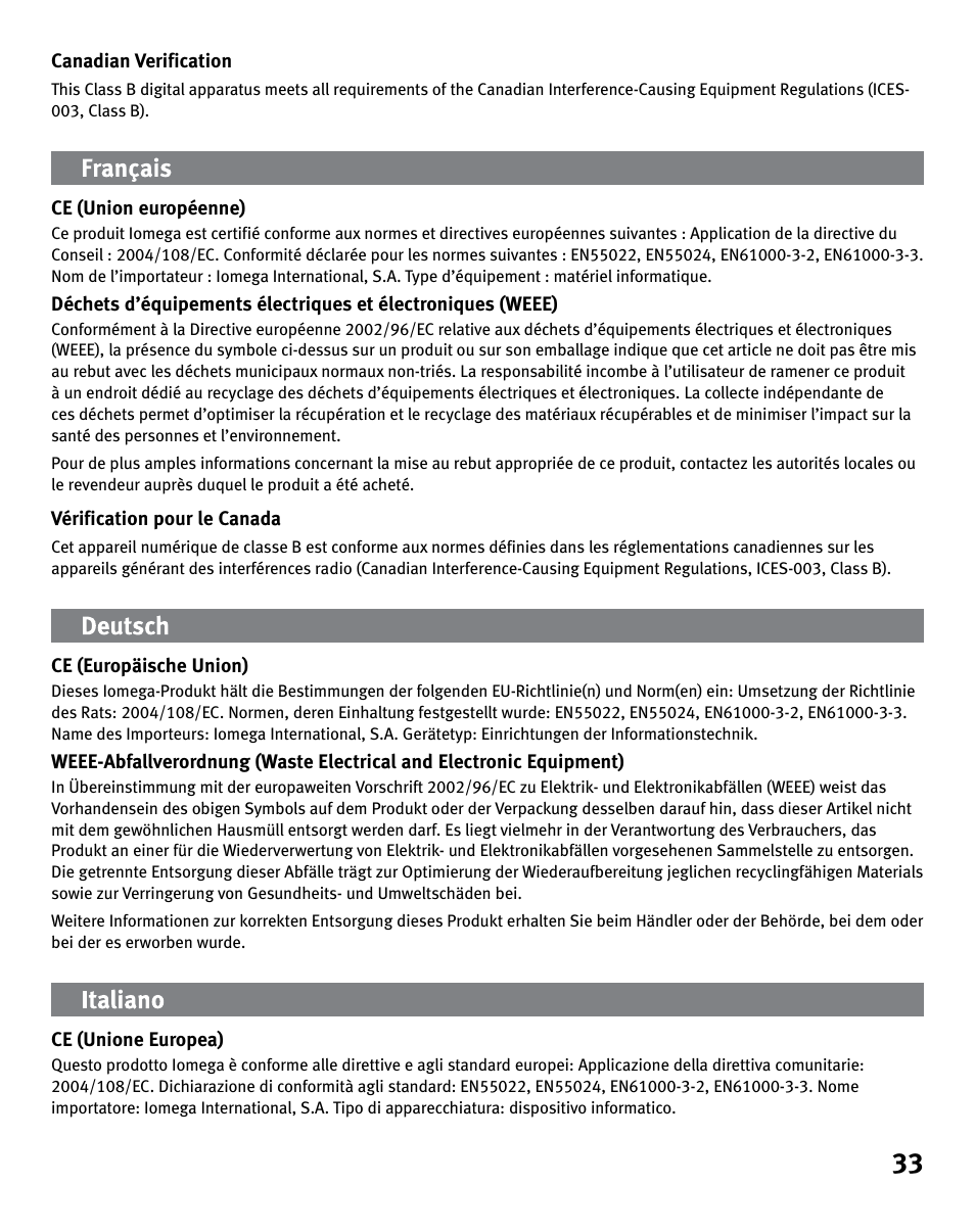 Iomega eGo 3 User Manual | Page 33 / 36