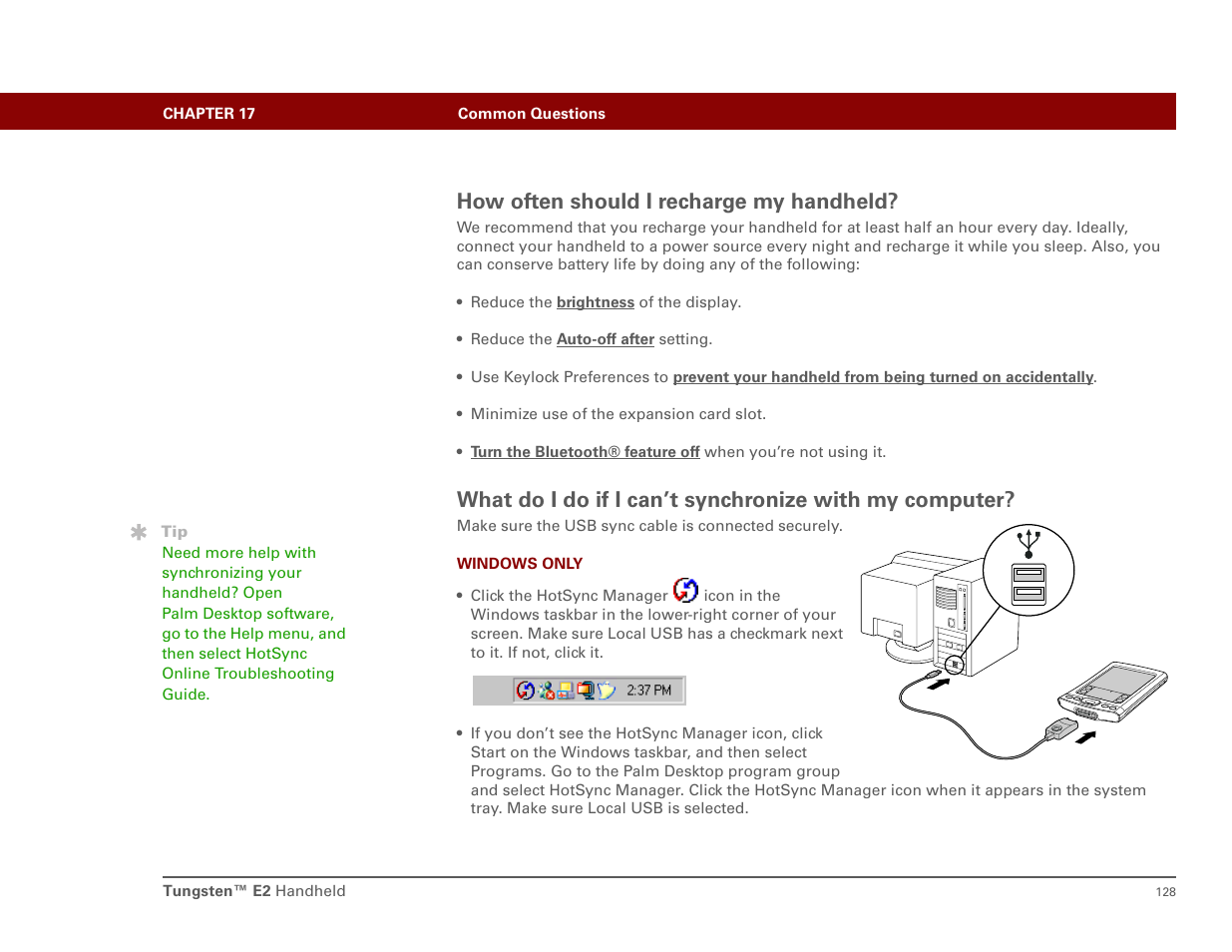 How often should i recharge my handheld | Int'l Wireless E2 User Manual | Page 137 / 159