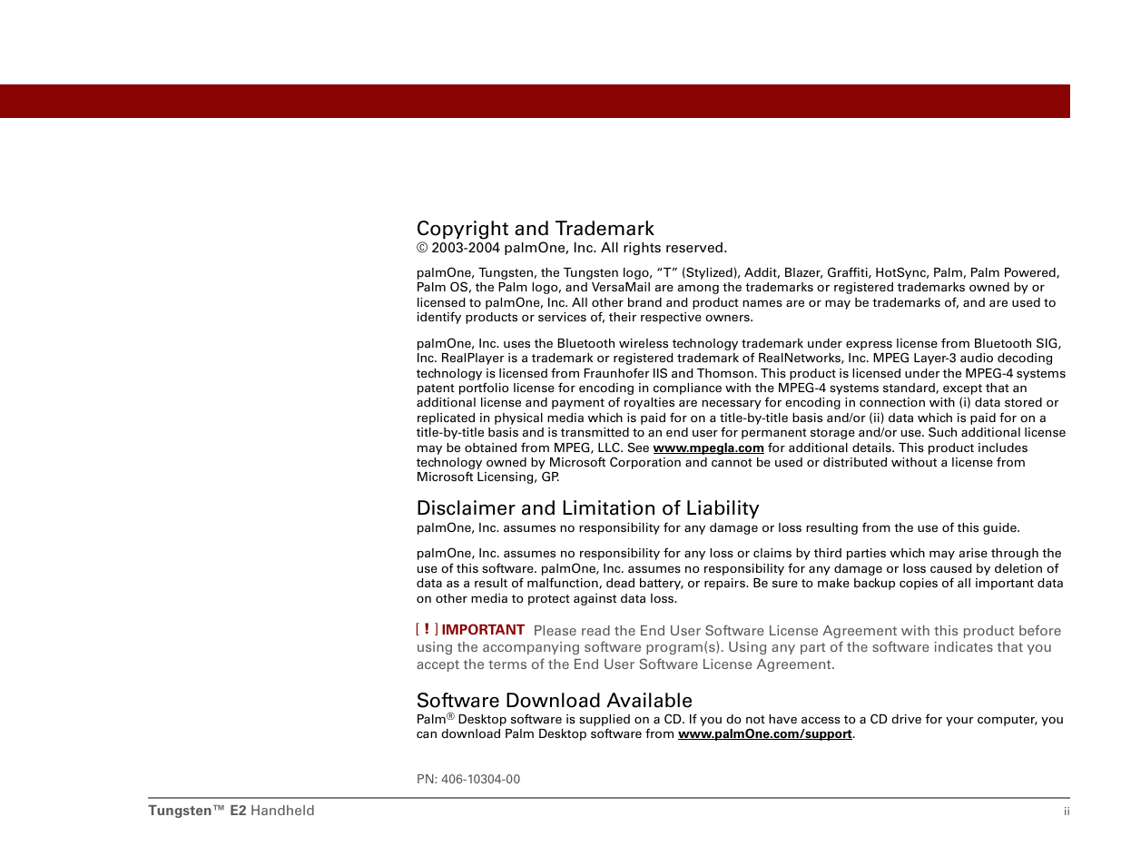 Copyright and trademark, Disclaimer and limitation of liability, Software download available | Int'l Wireless E2 User Manual | Page 2 / 159