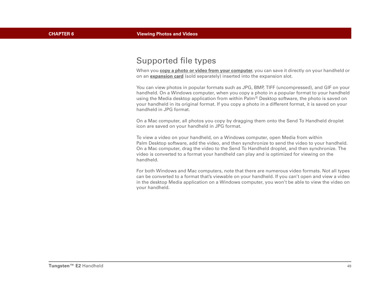 Supported file types | Int'l Wireless E2 User Manual | Page 58 / 159