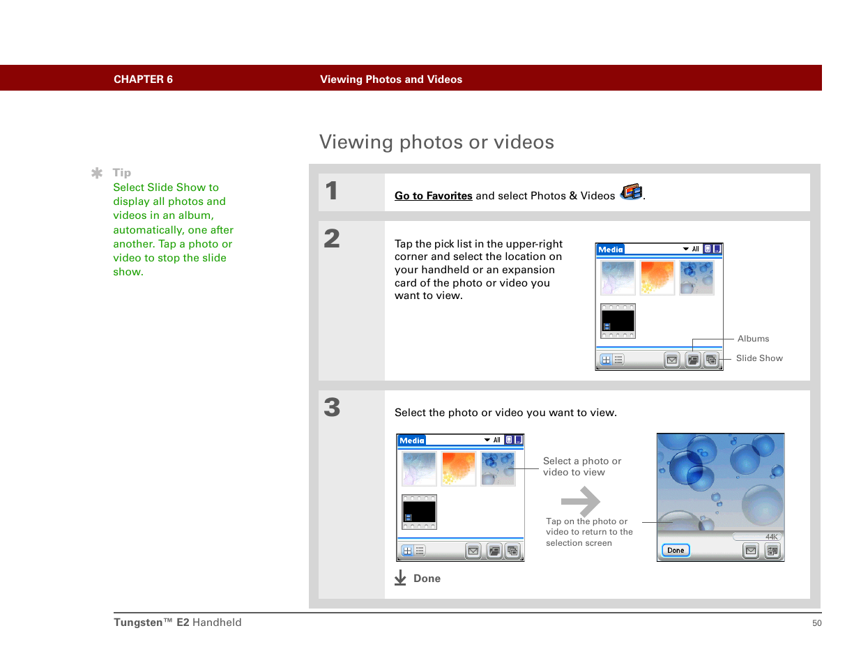 Viewing photos or videos | Int'l Wireless E2 User Manual | Page 59 / 159