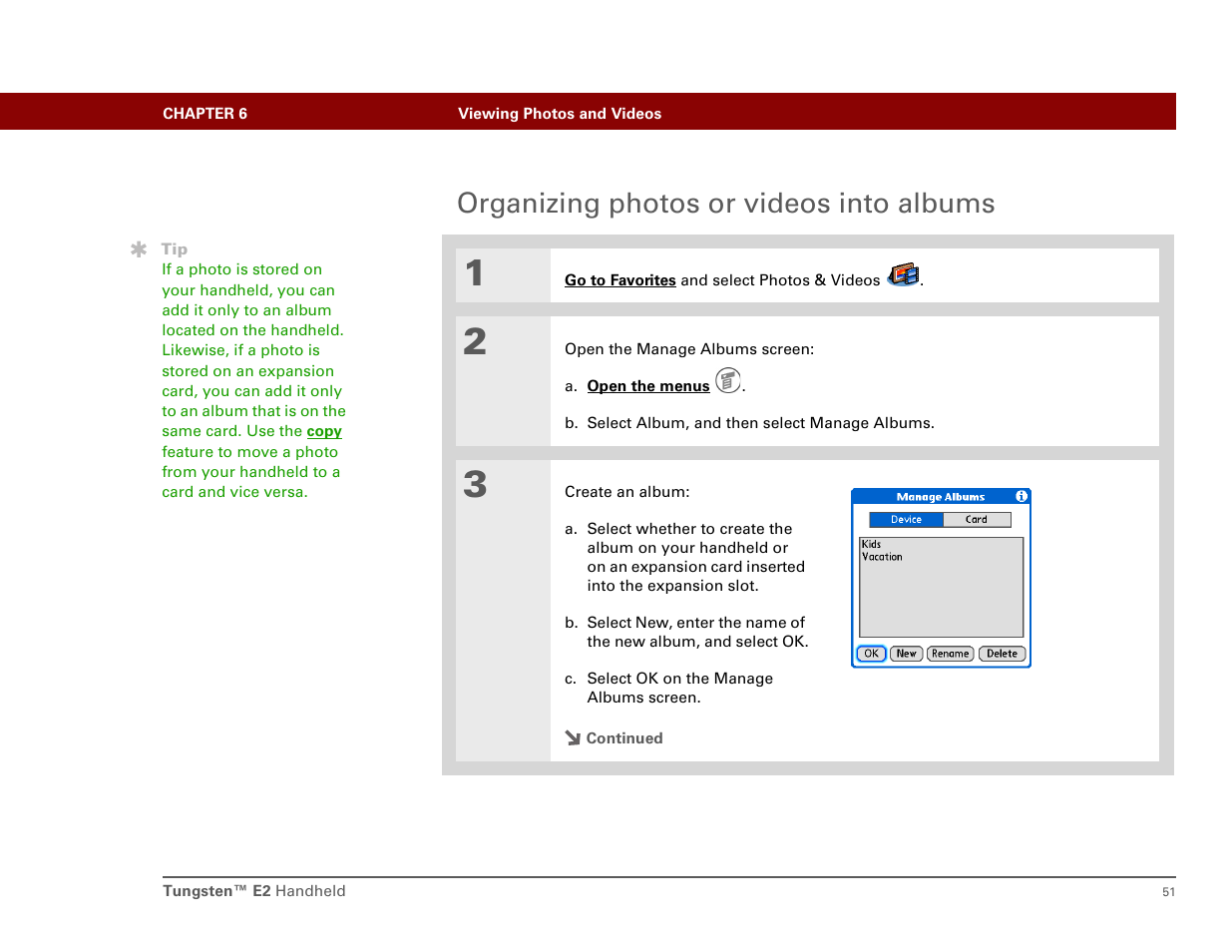 Organizing photos or videos into albums | Int'l Wireless E2 User Manual | Page 60 / 159