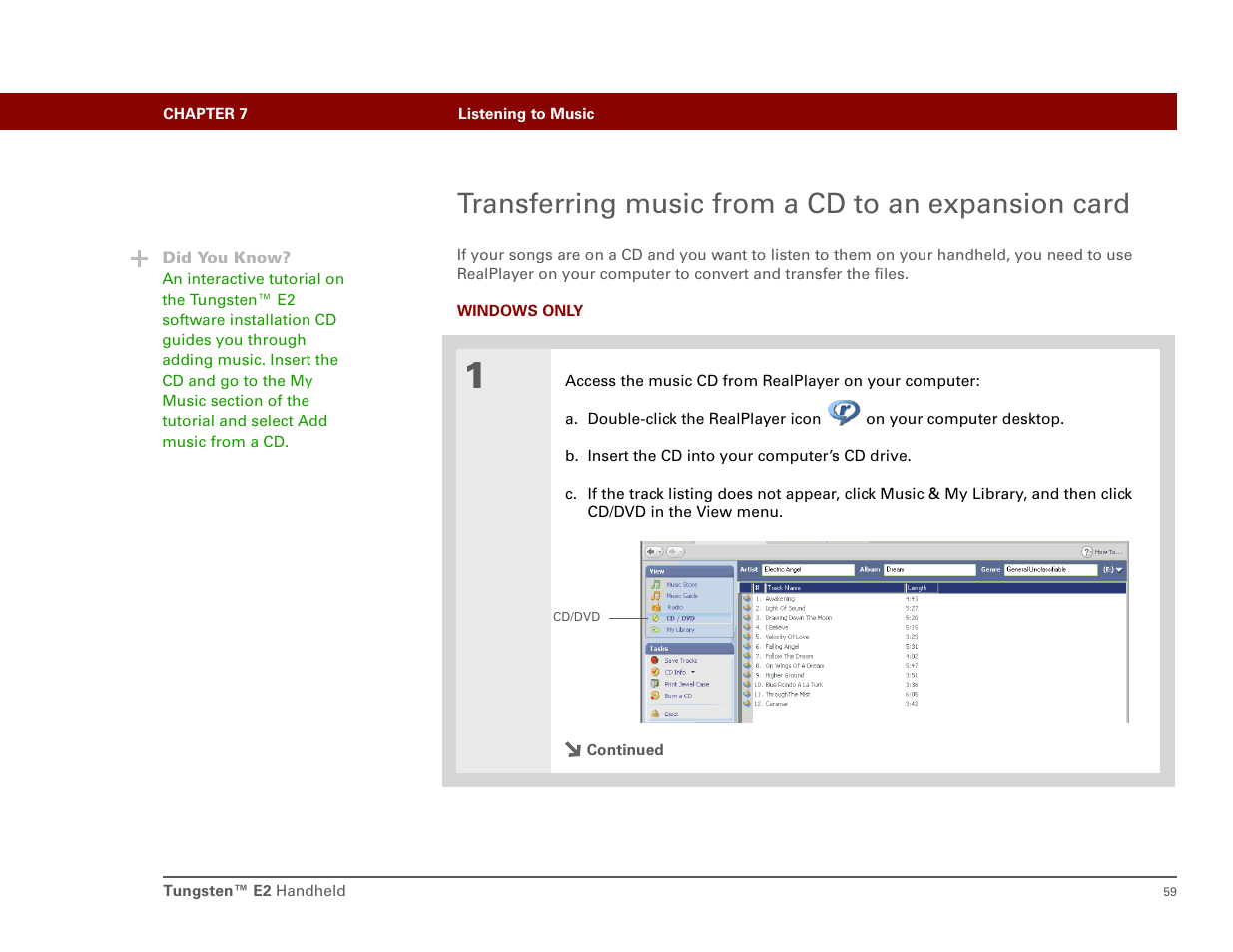 Transferring music from a cd to an expansion card | Int'l Wireless E2 User Manual | Page 68 / 159
