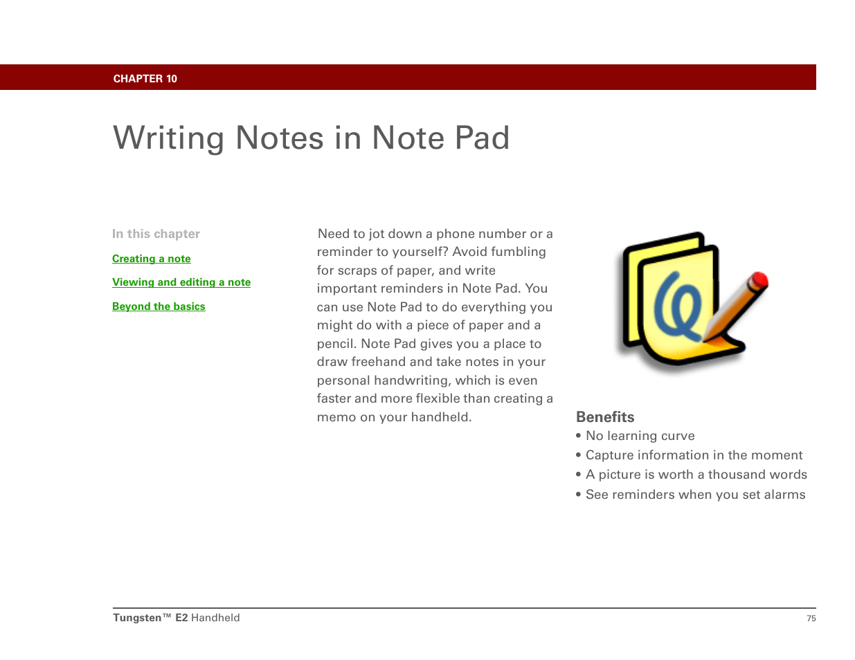 Writing notes in note pad, Chapter 10: writing notes in note pad | Int'l Wireless E2 User Manual | Page 84 / 159