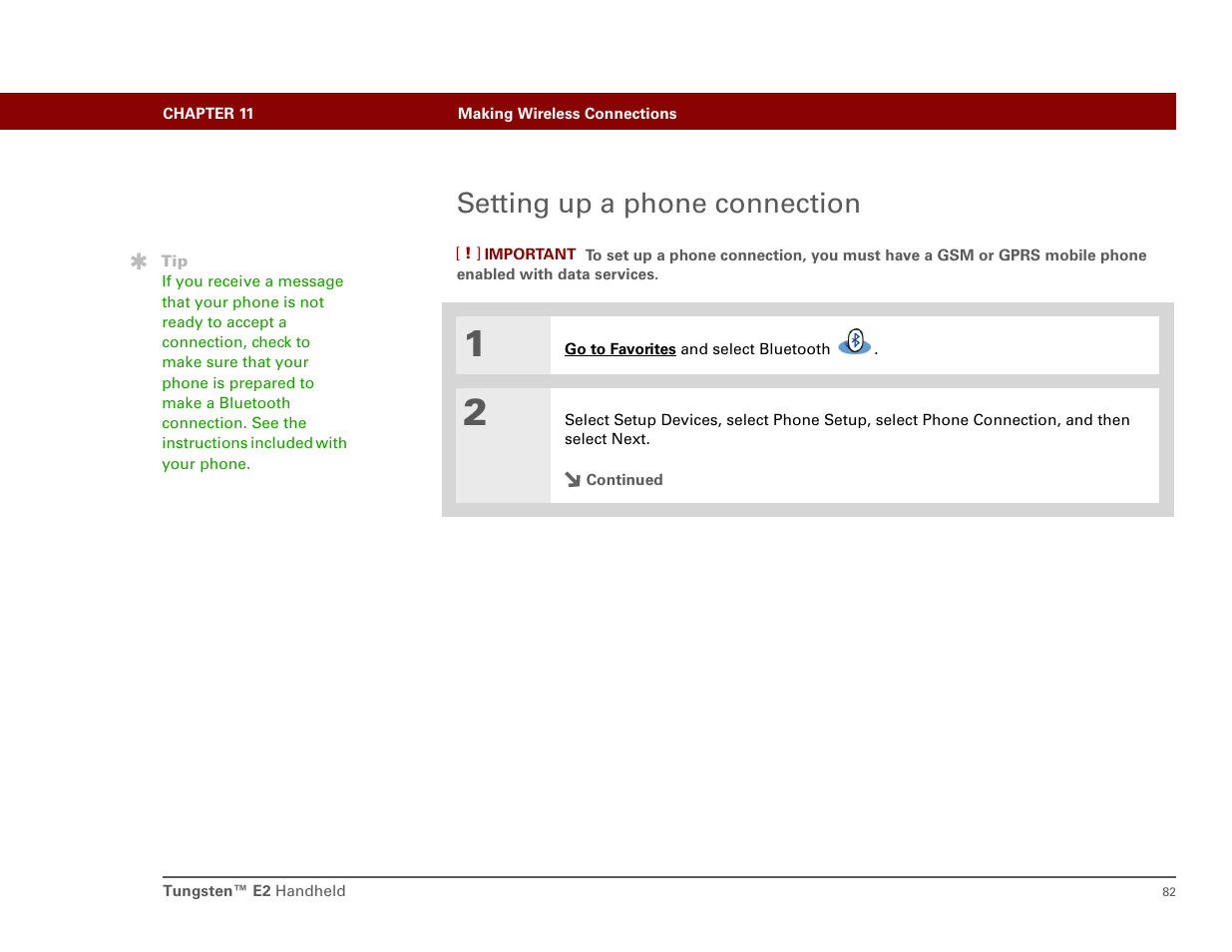 Setting up a phone connection | Int'l Wireless E2 User Manual | Page 91 / 159