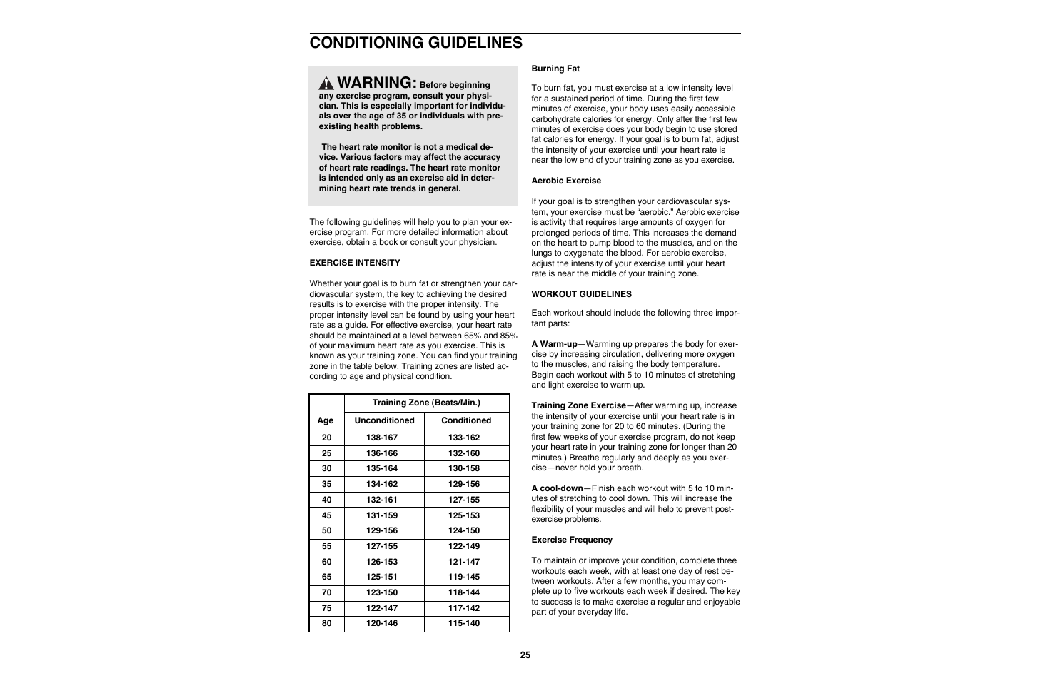 Conditioning guidelines, Warning | Image IMTL11990 User Manual | Page 25 / 30