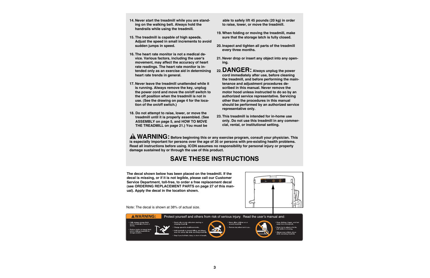 Danger, Warning, Save these instructions | Image IMTL11990 User Manual | Page 3 / 30