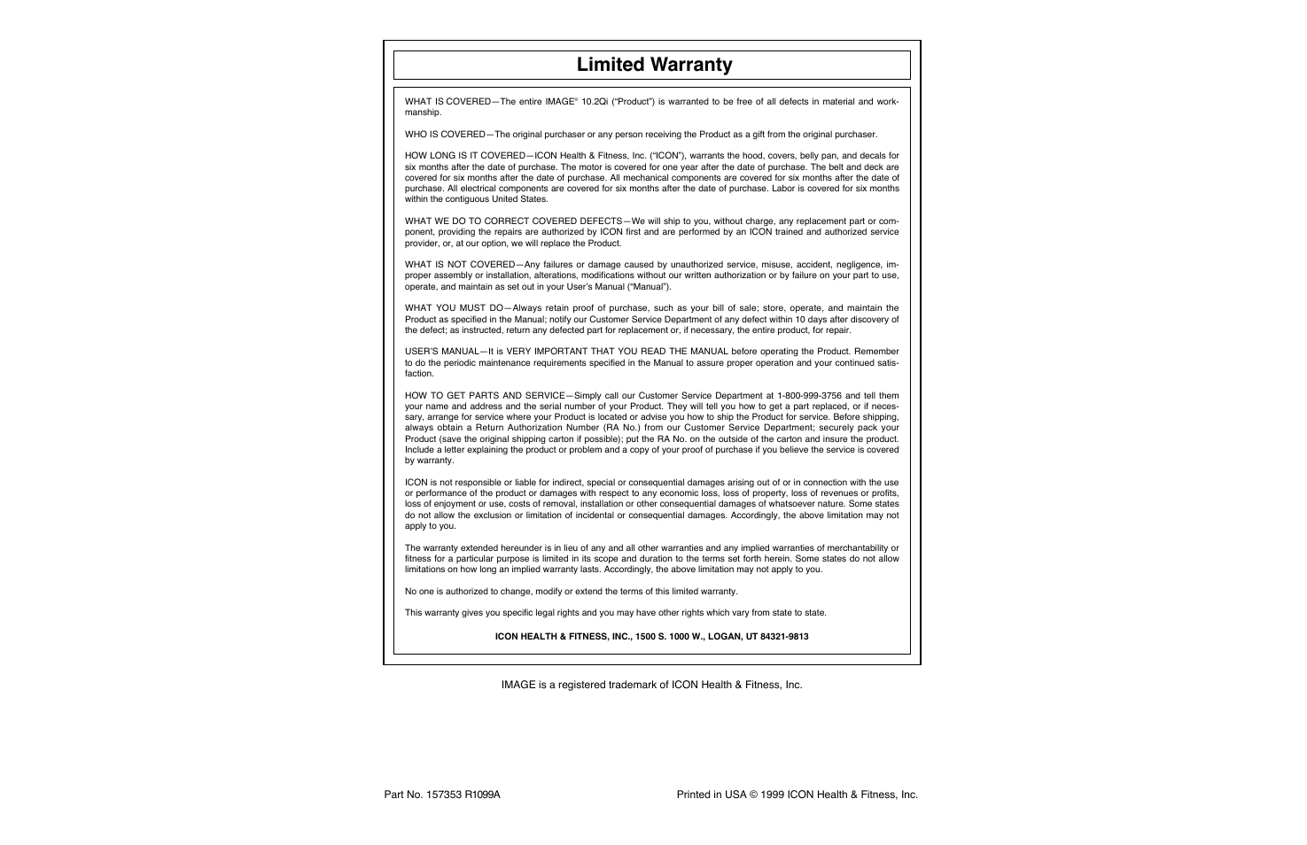 Limited warranty | Image IMTL11990 User Manual | Page 30 / 30