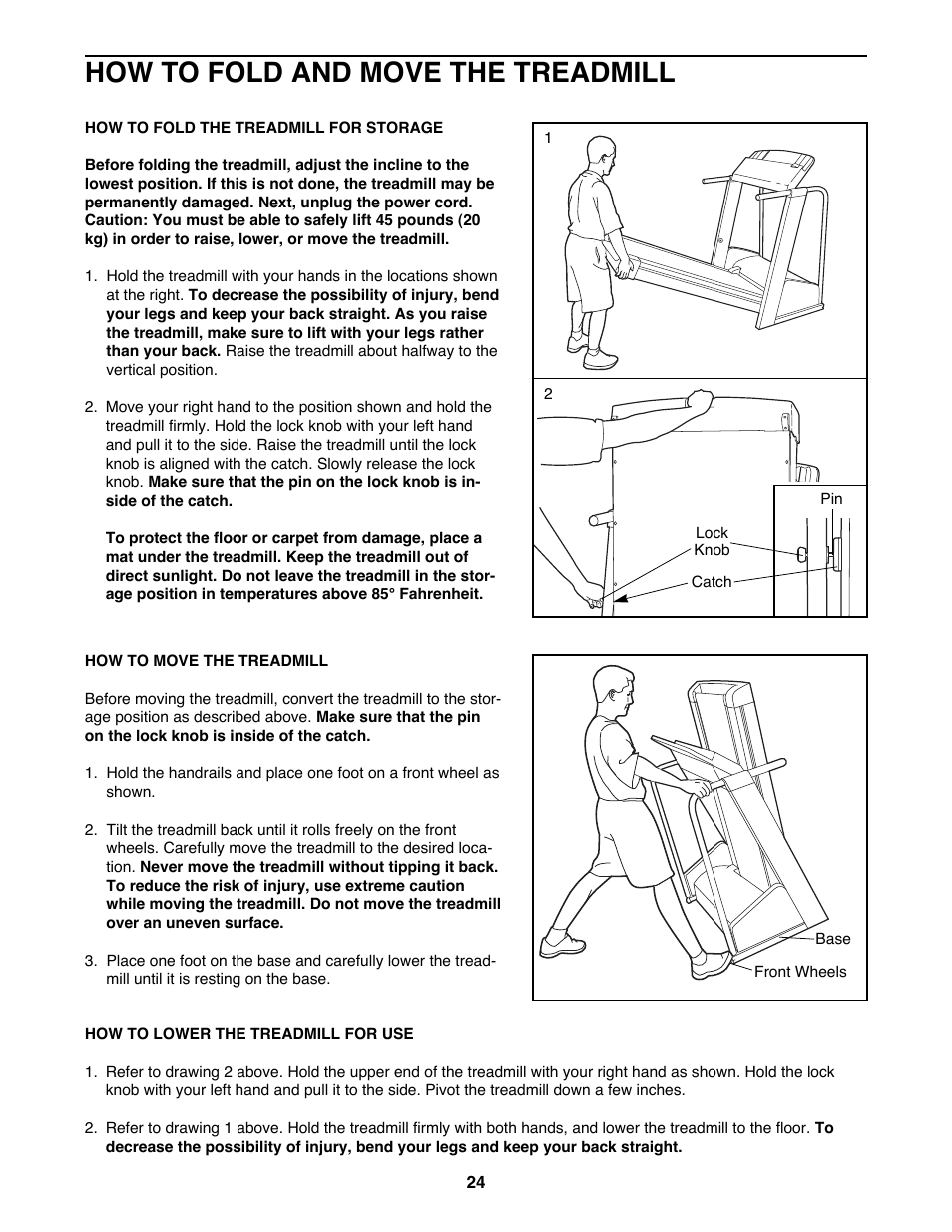 How to fold and move the treadmill | Image IMTL15991 User Manual | Page 24 / 34