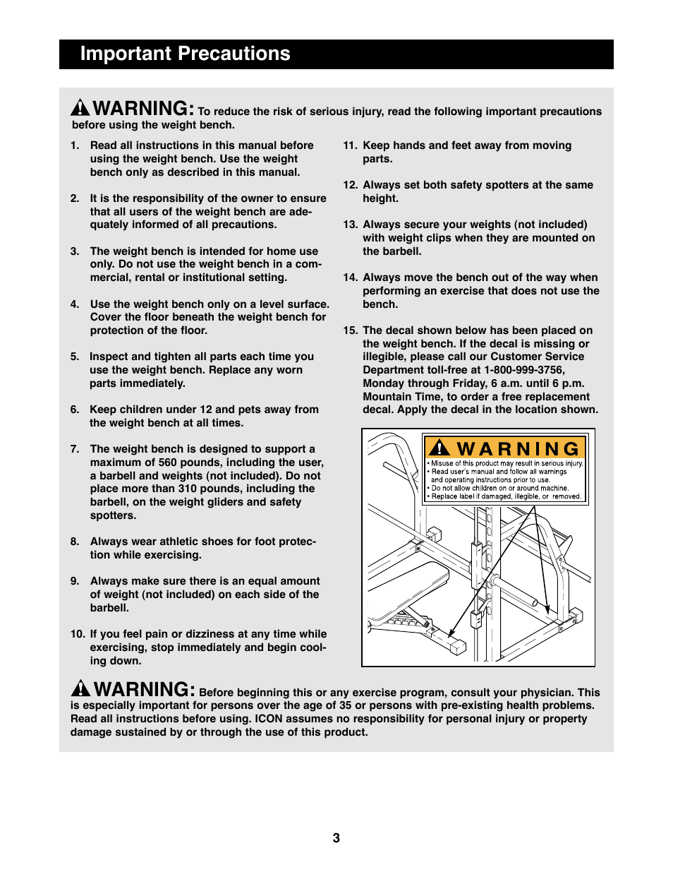 Warning, Important precautions | Image IMBE53991 User Manual | Page 3 / 18