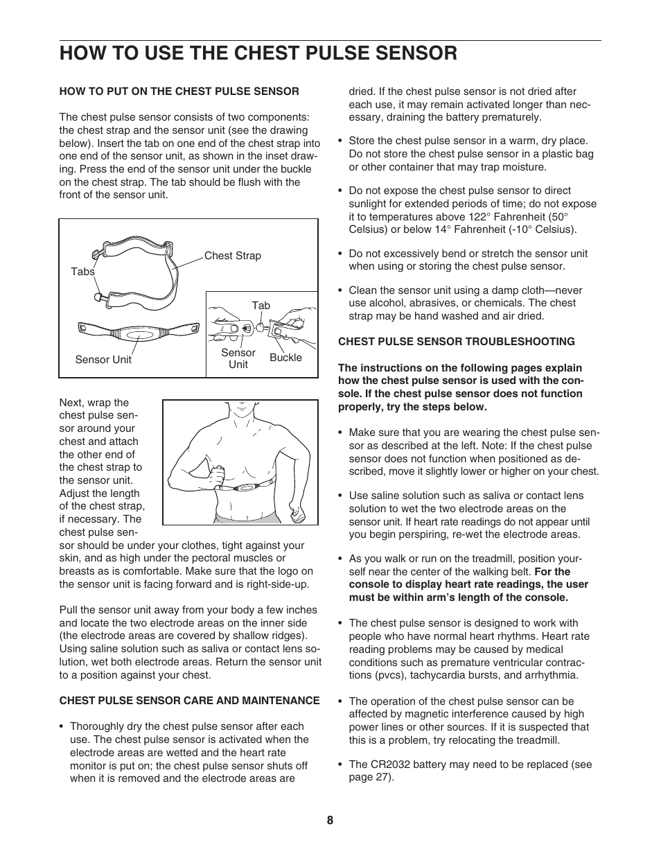 How to use the chest pulse sensor | Image IMTL11905 User Manual | Page 8 / 34