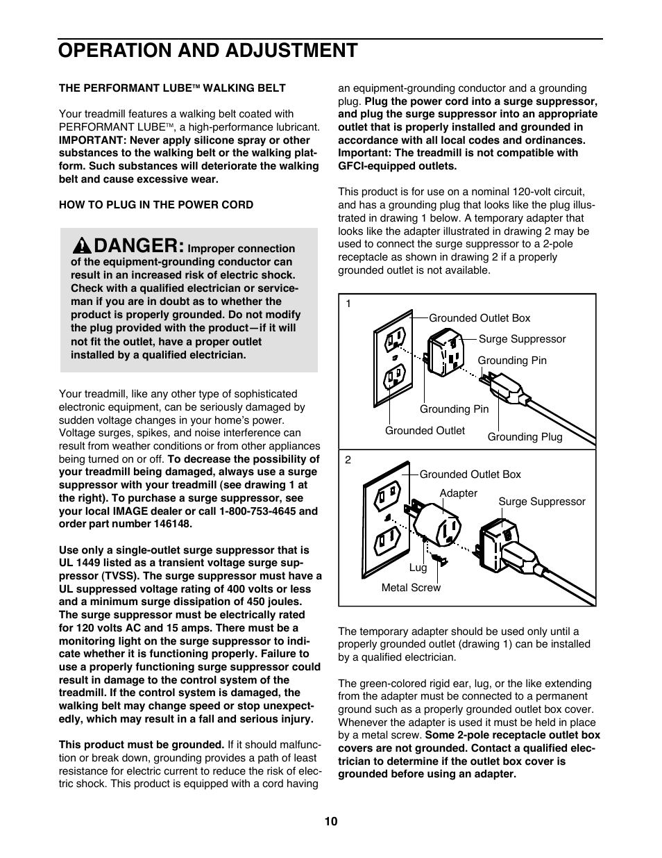 Danger, Operation and adjustment | Image IMTL315040 User Manual | Page 10 / 32