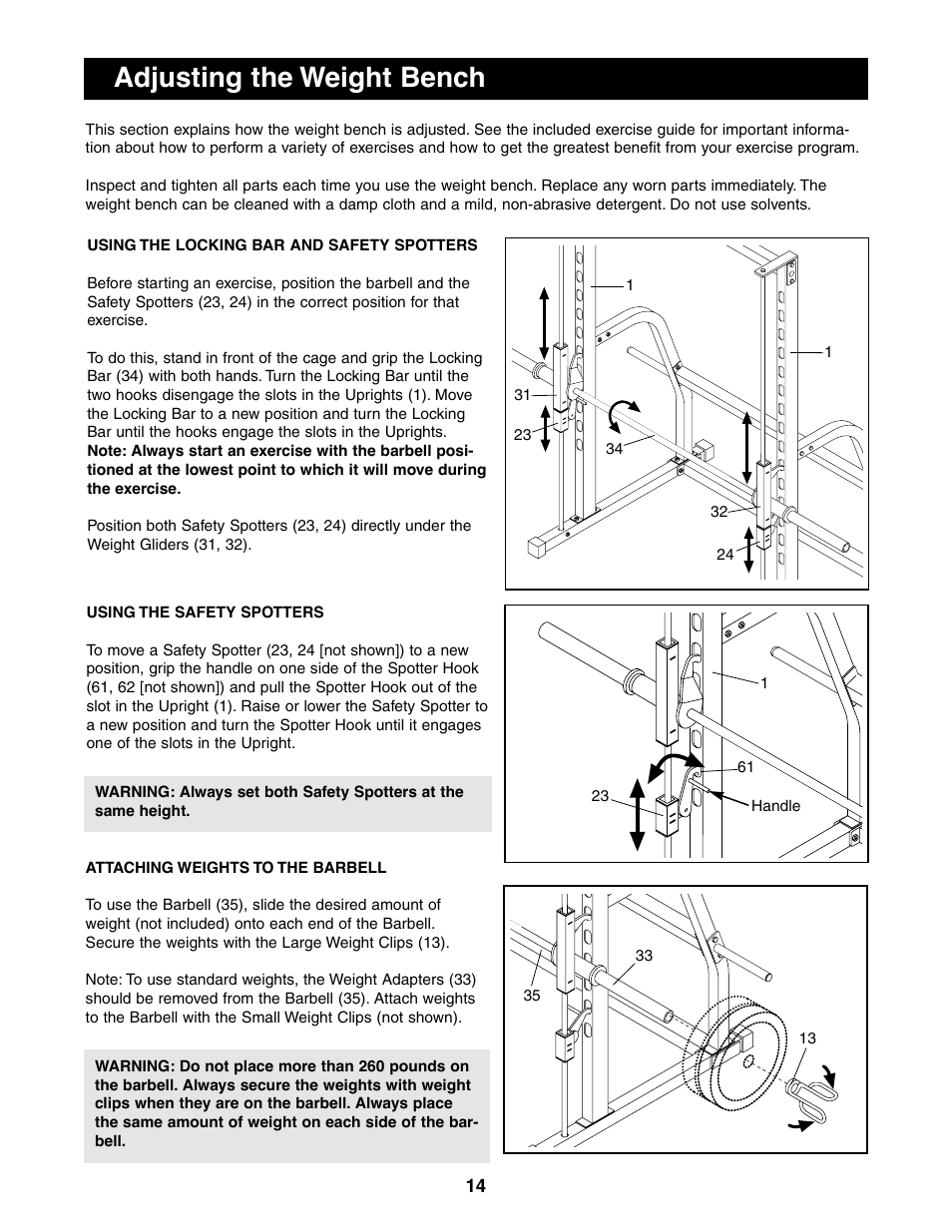 Adjusting the weight bench | Image 831.159700 User Manual | Page 14 / 18