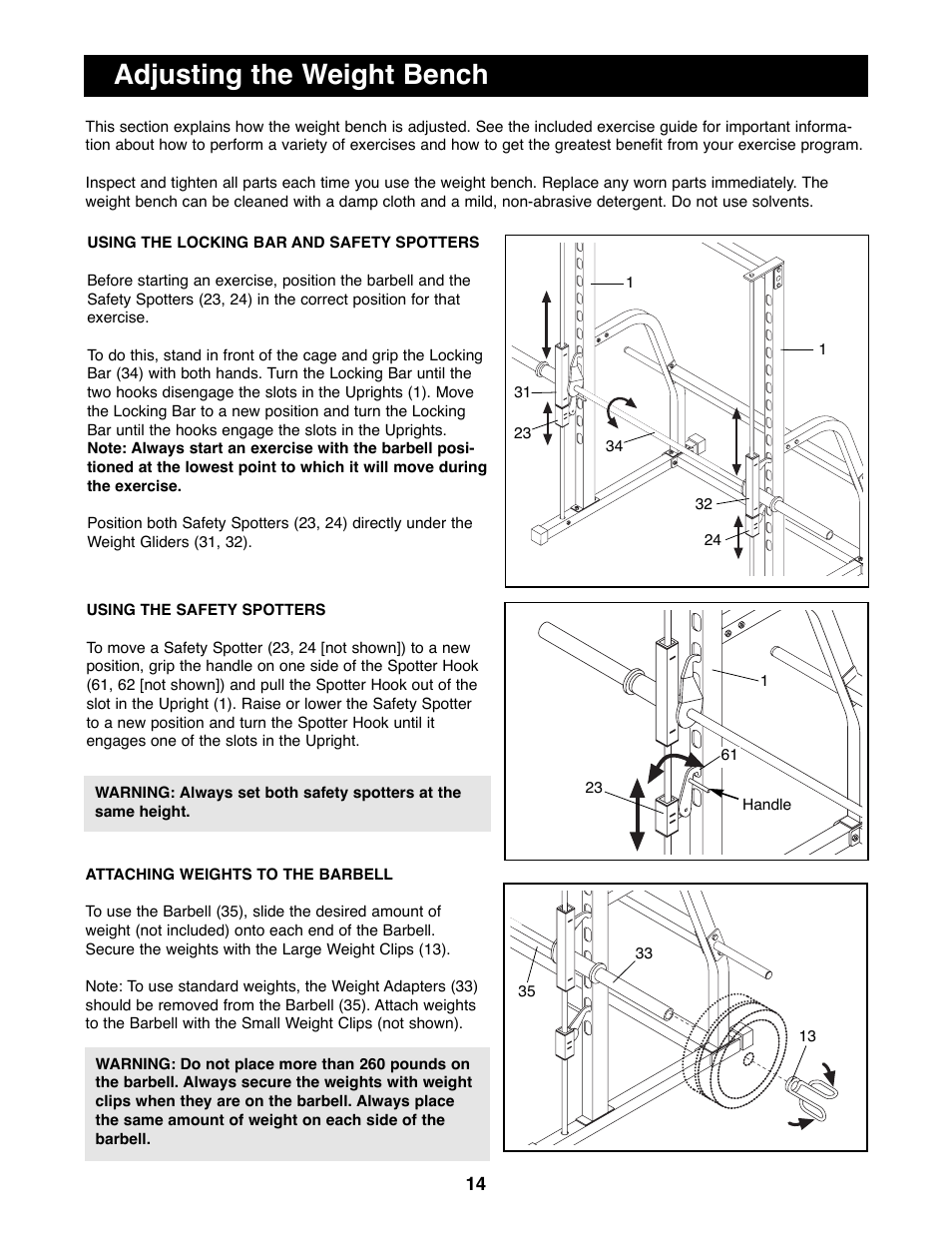 Adjusting the weight bench | Image IMBE41990 User Manual | Page 14 / 18