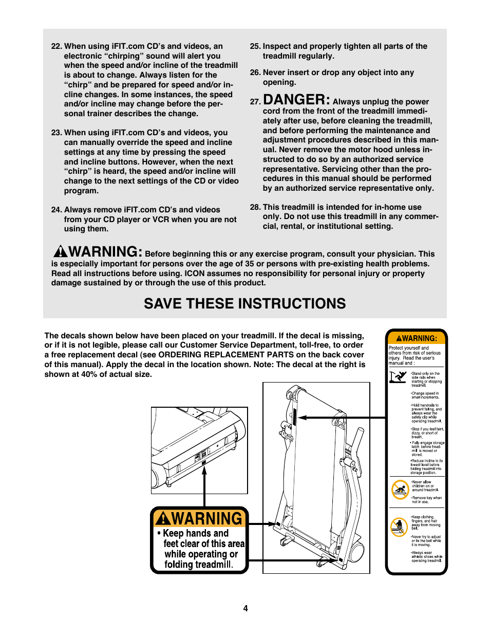 Danger, Warning, Save these instructions | Image HGTL09110O User Manual | Page 4 / 31