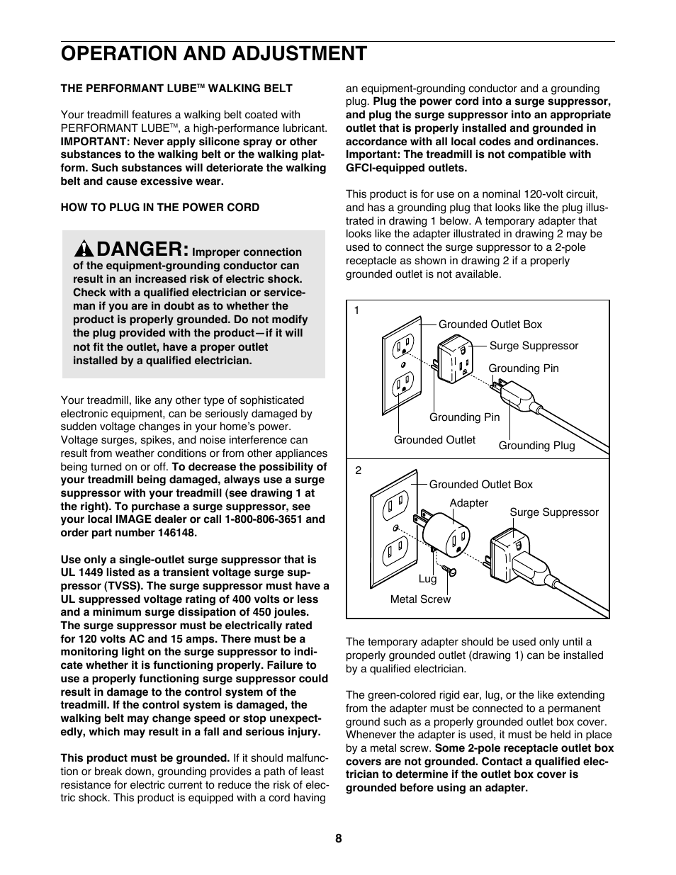 Operation and adjustment, Danger | Image HGTL09110O User Manual | Page 8 / 31