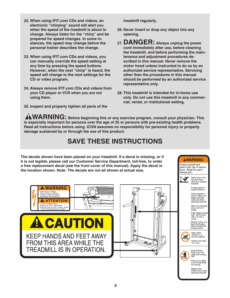 Danger, Warning, Save these instructions | Image ICTL39522 User Manual | Page 4 / 30